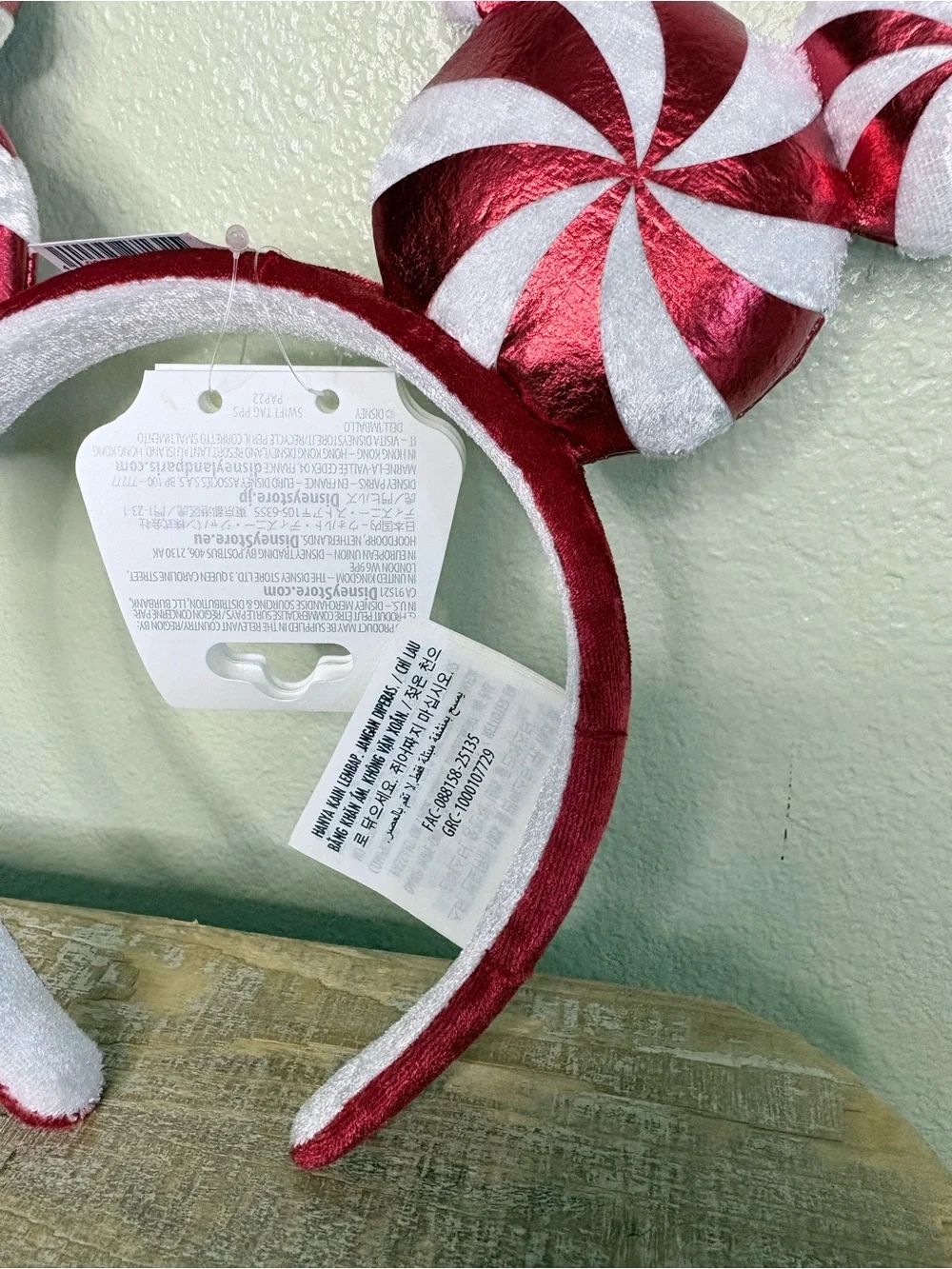 NWT Disney Parks Holiday Peppermint Swirl Mickey Ear Headband Size OS